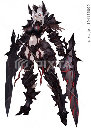 ファンタジー系の女性キャラクターの全身立ち絵イラストのイラスト素材