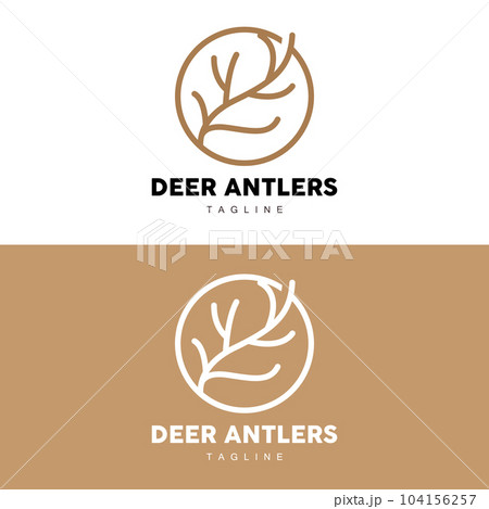 Deer Horn Logo, Animal Vector, Minimalist Simple Design, Illustration Symbol Icon 104156257