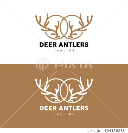 Deer Horn Logo, Animal Vector, Minimalist Simple Design, Illustration Symbol Icon 104156258