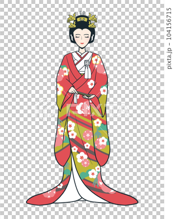 紅色 Uchikake,日本頭髮新娘(多彩) 紅色 Uchikake,日本頭髮新娘(多彩) 104156715