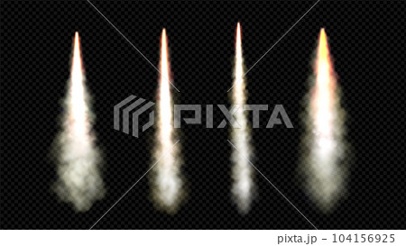 Rocket launch smoke trail with fire flame vector Rocket launch smoke trail with fire flame vector 104156925