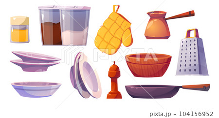 Kitchenware and cook tool vector illustration set 104156952