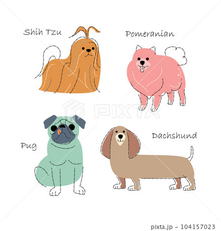 Dog breeds Set 2 . Flat shape and pencil line... - Stock ...