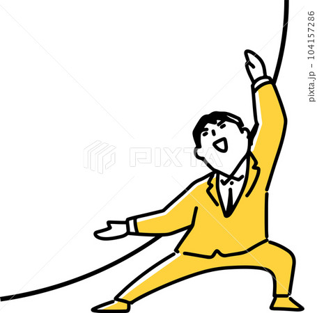 ポーズを取るビジネスマンとスペース 104157286