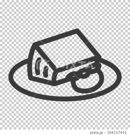 ミニミニ線画飲食物イラスト カットバウムクーヘン ミニミニ線画飲食物イラスト カットバウムクーヘン 104157431