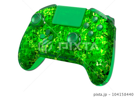 Realistic video game joystick with mosaic seamless pattern on white background 104158440