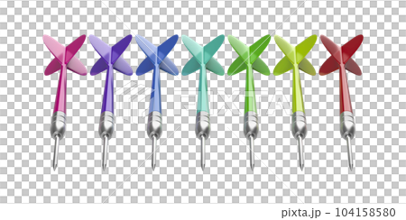 Row with different colored darts Row with different colored darts 104158580