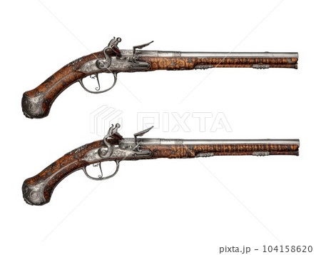 antique vintage handguns isolated background 104158620