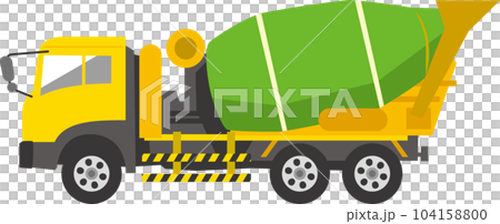 Image illustration of a yellow and green mixer truck 104158800