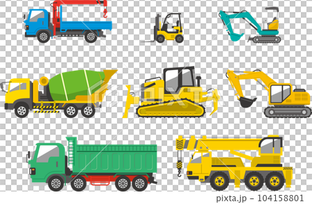 Image illustration set of various heavy machinery 104158801