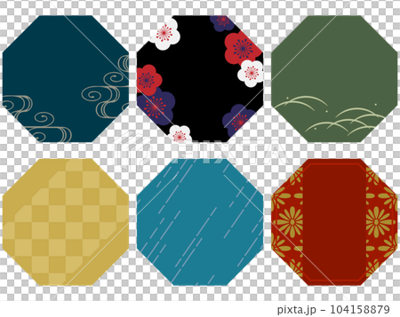 Japanese pattern octagonal frame 6 types set 104158879