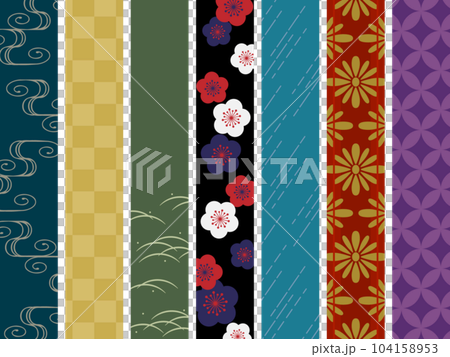 Set of 7 types of Japanese pattern obi 104158953