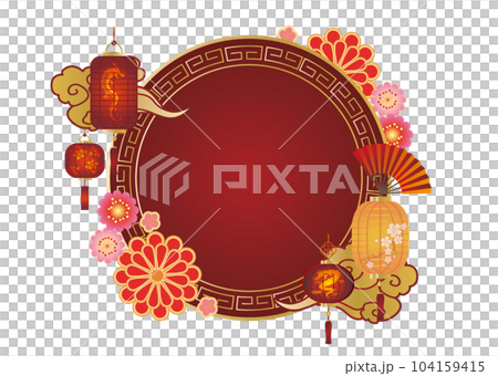中華風の提灯飾り背景 104159415