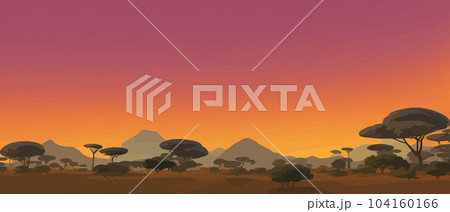 African savannah landscape with wild caviar of young deer, nature of Africa African savannah landscape with wild caviar of young deer, nature of Africa 104160166