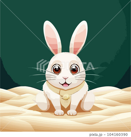 Little cute white bunny. Happy funny creature cartoon vector illustration 104160390