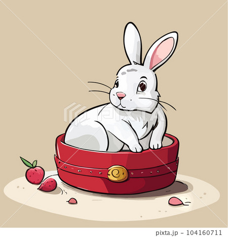 Happy cartoon Easter bunny with colorful on colored background. Vector 104160711