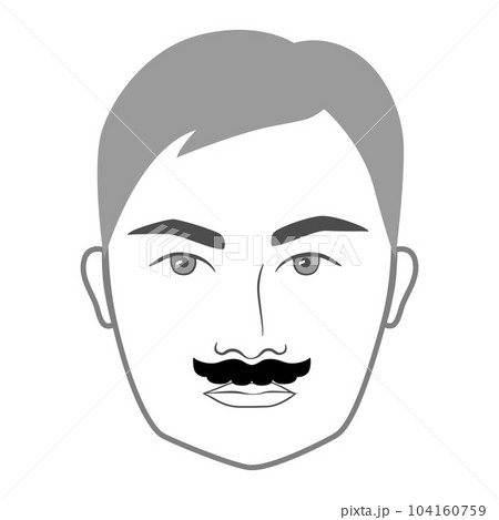 Plumber mustache Mario Beard style men face illustration Facial hair. Vector grey black portrait male Fashion template 104160759