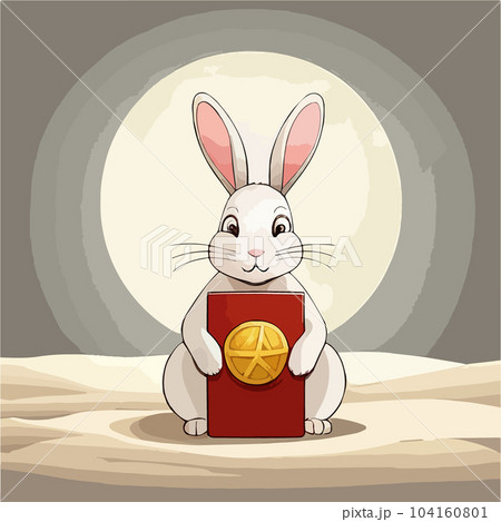 Little cute white bunny. Happy funny creature cartoon vector illustration 104160801
