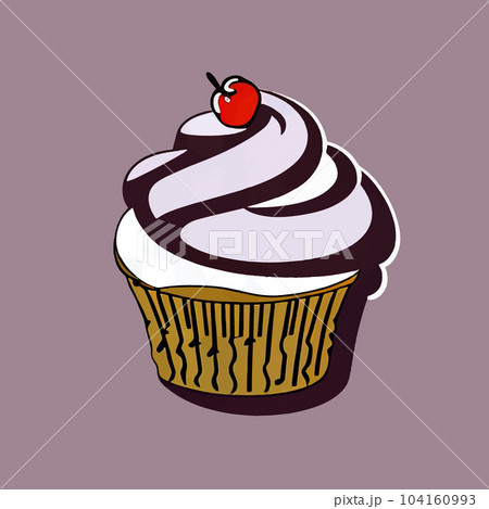 Cupcake icon. Version cupcake vector icon on colored background. Small cake 104160993