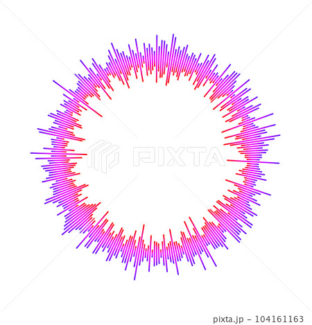 Circle sound wave visualisation bar. Linear music player equalizer concept. Radial audio signal or vibration element. Voice recognition. Epicenter, target, radar, radio icon. Vector Circle sound wave visualisation bar. Linear music player equalizer concept. Radial audio signal or vibration element. Voice recognition. Epicenter, target, radar, radio icon. Vector 104161163