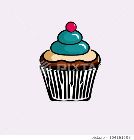 Cupcake icon. Version cupcake vector icon on colored background. Small cake 104161508