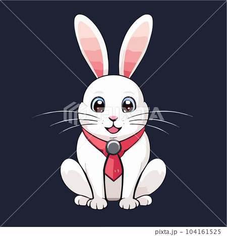 Little cute white bunny. Happy funny creature cartoon vector illustration 104161525