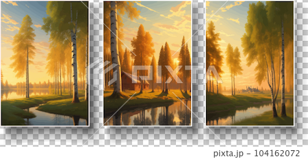illustration Autumn landscape golden alley park -modern art impressionism abstract landscape, Russian rural landscape illustration Autumn landscape golden alley park -modern art impressionism abstract landscape, Russian rural landscape 104162072