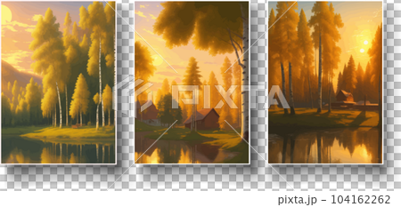 illustration Autumn landscape golden alley park -modern art impressionism abstract landscape, Russian rural landscape illustration Autumn landscape golden alley park -modern art impressionism abstract landscape, Russian rural landscape 104162262