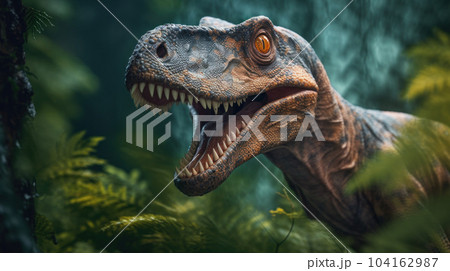 tyrannosaurus rex dinosaur in the forest 104162987