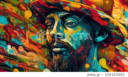 Illustration male reggae portrait painting style Illustration male reggae portrait painting style 104163002