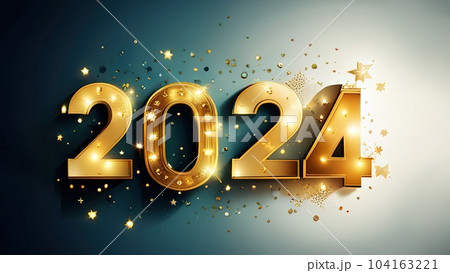 2024 golden bold letters symbol colored design Happy new year background. 2024 golden bold letters symbol colored design Happy new year background. 104163221