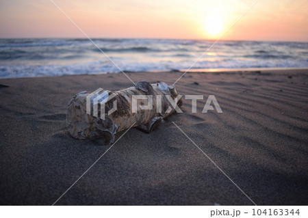 Plastic waste dumped on the beach Plastic waste dumped on the beach 104163344