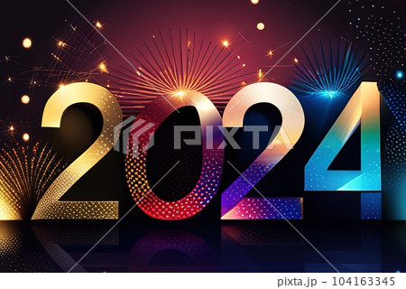Happy new year 2024 with colorful numbers and background. Premium background Happy new year 2024 with colorful numbers and background. Premium background 104163345