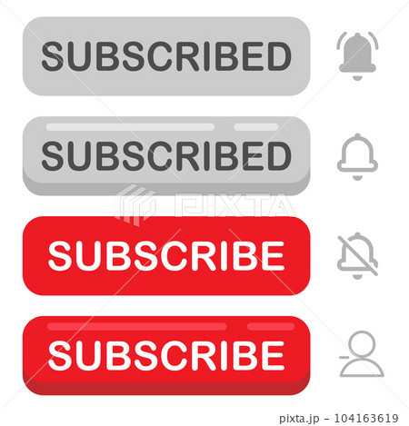 Subscribe button with bell icons. red and grey buttons. vector illustration 104163619