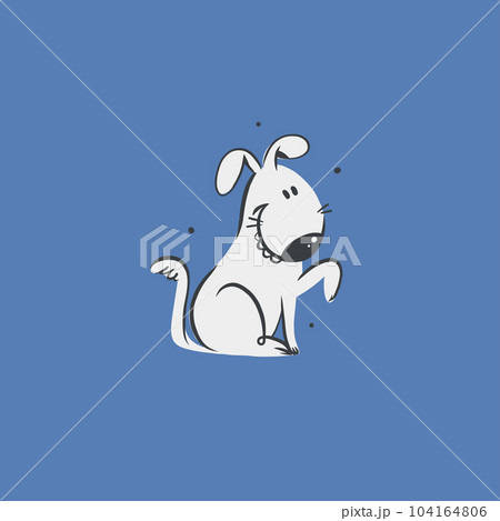 Hand drawing vector abstract cute dog doodle illustration. Cartoon dog and puppy characters design concept collection. Vector funny pet animals isolated. Doodle cartoon icon of cute puppy characters. 104164806