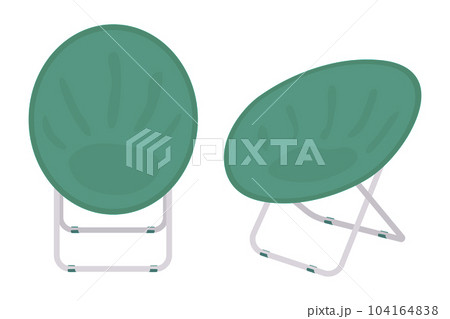 Outdoor folding chair. Camping furniture side view and straight. Vector illustration in the flat style. Isolated on a white background. 104164838