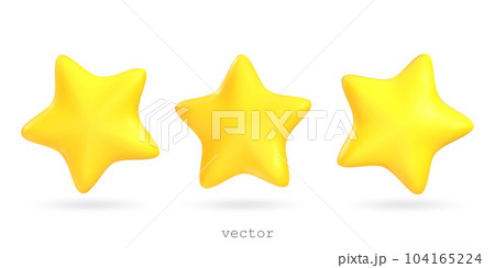 Set of vector 3d star shapes. Plasticine stars, decorative elements for festive, holiday design. Realistic 3d design cartoon style. Vector 3d illustration isolated on a white background Set of vector 3d star shapes. Plasticine stars, decorative elements for festive, holiday design. Realistic 3d design cartoon style. Vector 3d illustration isolated on a white background 104165224