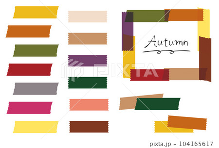 秋配色のマスキングテープ フレームのイラスト素材 [104165617] - PIXTA