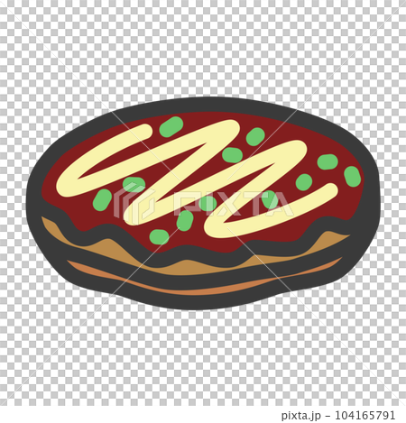 Mini-mini color illustration of food and drink Okonomiyaki Mini-mini color illustration of food and drink Okonomiyaki 104165791