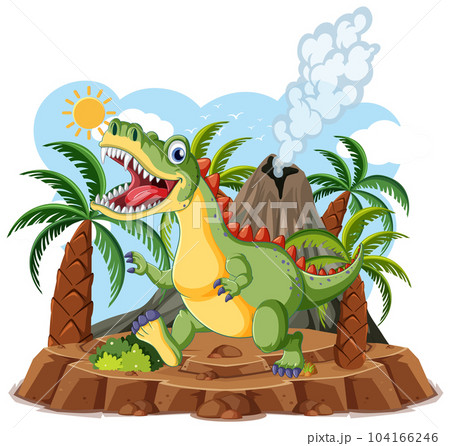 Dinosaur at prehistoric island isolated Dinosaur at prehistoric island isolated 104166246