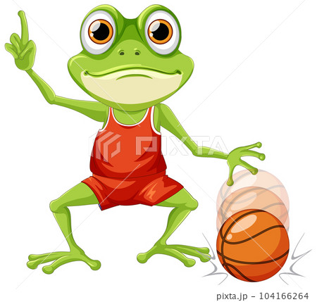 Green Frog Playing Basketball 104166264