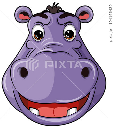 Hippopotamus Face In Cartoon Style Hippopotamus Face In Cartoon Style 104166429