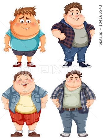 Set of overweight male cartoon character 104166543