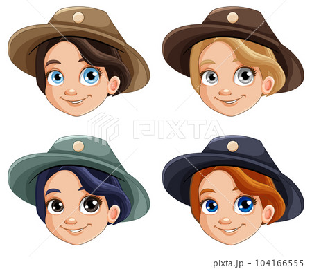 Set of people wearing hat 104166555