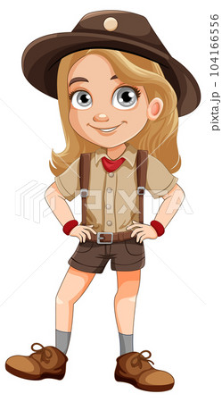 Cute girl scout cartoon in uniform 104166556