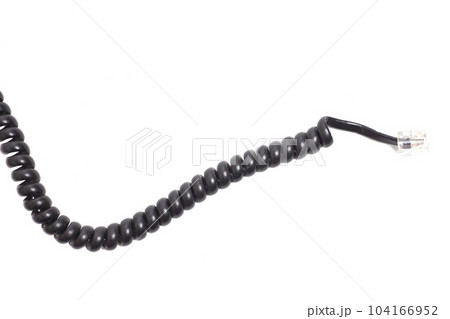Black spiral telephone cord isolated on white background Black spiral telephone cord isolated on white background 104166952