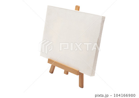 Artist wooden easel with canvas isolated on white Artist wooden easel with canvas isolated on white 104166980
