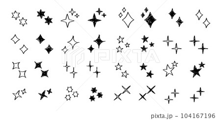 シンプルな星・キラキラのアイコンセット 黒 simple shining icon set シンプルな星・キラキラのアイコンセット 黒 simple shining icon set 104167196
