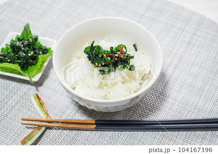 青じその佃煮を乗せたご飯 青じその佃煮を乗せたご飯 104167396