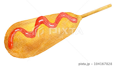 水彩イラスト　アメリカンドッグ　コーンドッグ 104167828